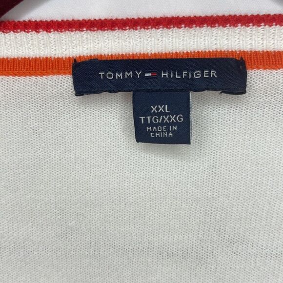 Tommy Hilfiger Button Up Striped Cardigan with Sequin Floral  Patch Size XXL - Picture 4 of 6